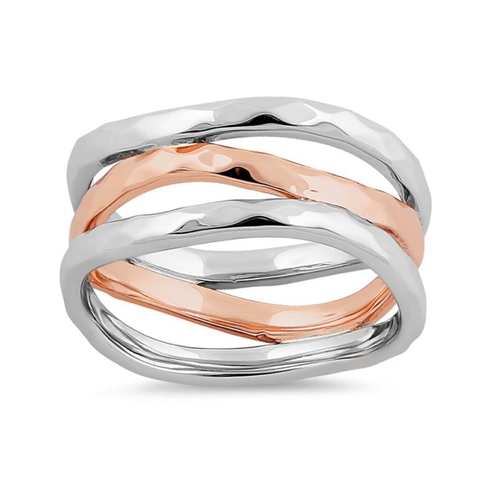 New sparkle sterling silver two tone rose gold plated . Size 6